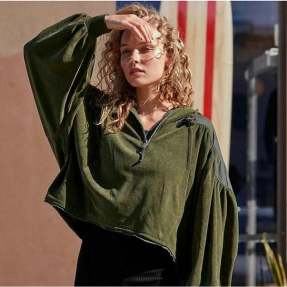 Free People Green Let It Go Sweatshirt